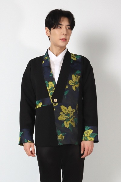 [For rent] Flower Hanbok Jacket - Yellow