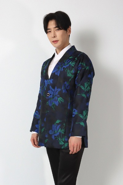 [For rent] Flower Hanbok Jacket - Blue