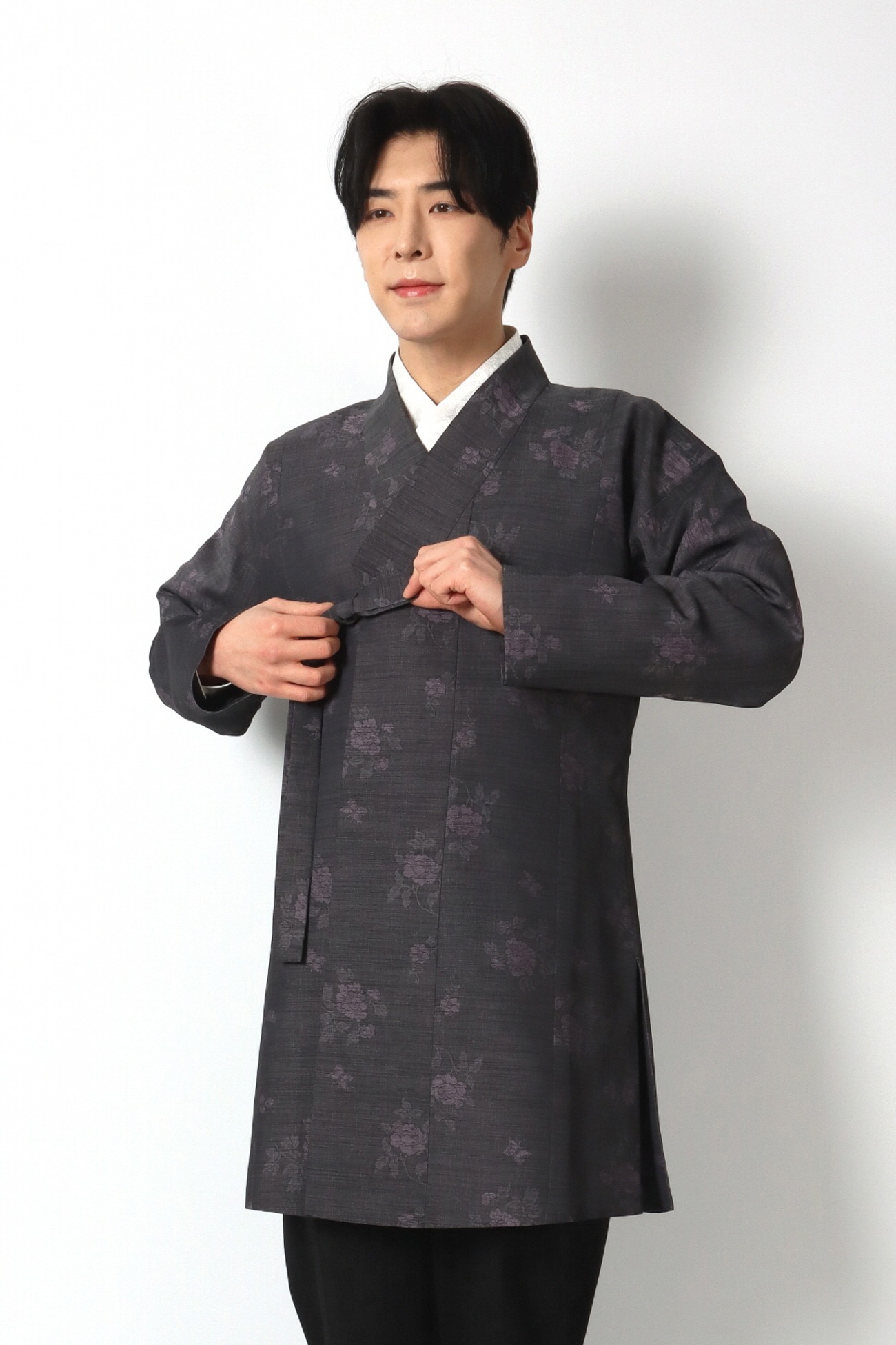 closing collar hanbok fabric long jacket