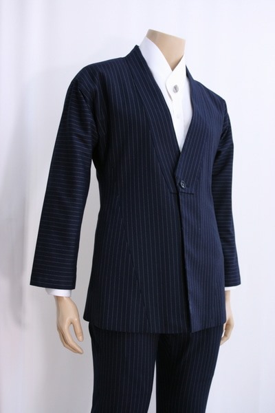 [Rental] Navy Stripe Tailored Hanbok Suit Setup