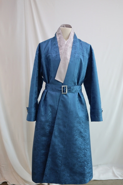 [Rental] Coated trench coat separately - Hanbok fabric sky blue