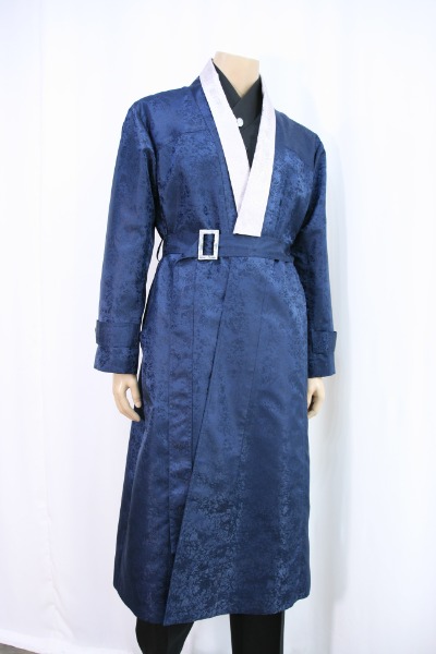 [Rental] Dopo Trench Coat - Hanbok Fabric Dark Blue (Single Item)