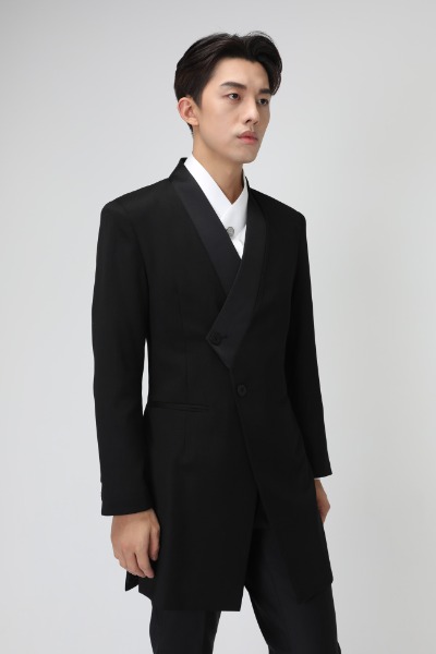 [Rental] Satin diagonal collar K-suit setup