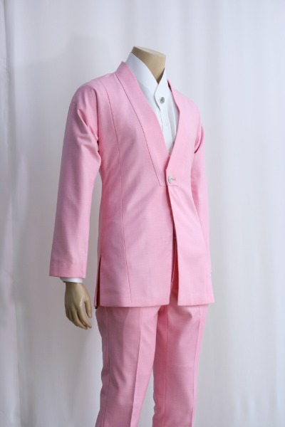 [Rental] Dark pink Facing Collar Long Jacket Setup