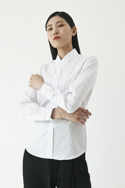 Women&#039;s collar shirt - white spandex narrow collar